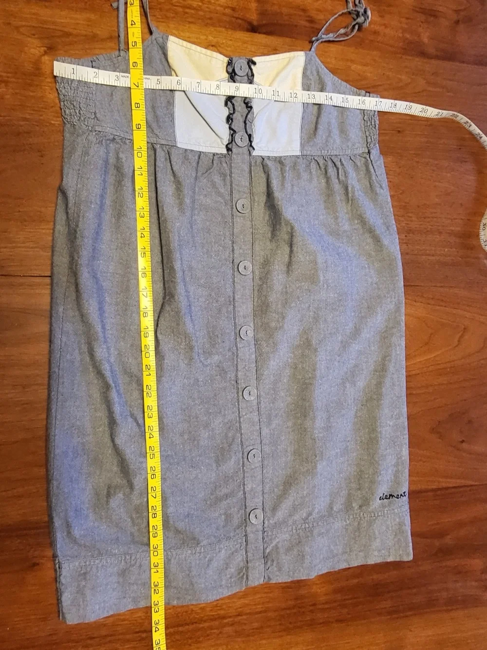 Element Eden Chambray Babydoll Button Front Dress Size S Y2K
